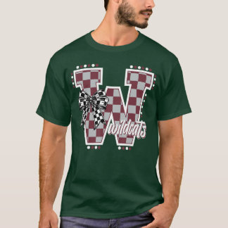 Wildcats Chequered Maroon Wildcat Pride School Spi T-Shirt