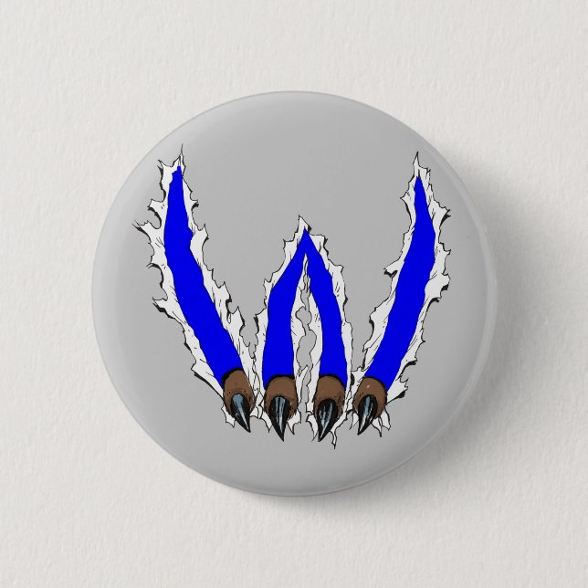 Wildcats Claw Ripping Through Design - Blue 6 Cm Round Badge (Front)