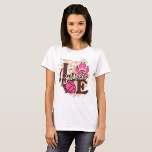 Wildcats Love – Cute Paw Print Sports T-Shirt
