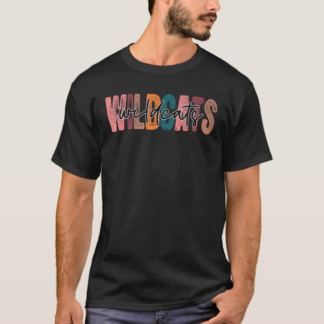 Wildcats School Sports Fan Team Spirit T-Shirt (Front)