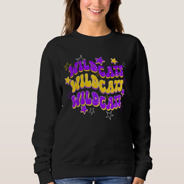 Wildcats Wildcat School Spirit Spirit Wear Purple  Sweatshirt (Front)
