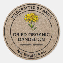 Wildcrafted Dried Dandelions Kraft Paper Style