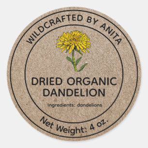 Wildcrafted Dried Dandelions Kraft Paper Style Classic Round Sticker