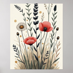 Wildcrafted Harmony – Boho Botanical Line Art Poster