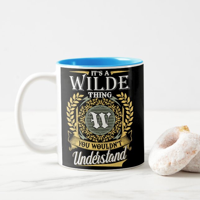 Wilde Name  Two-Tone Coffee Mug (With Donut)