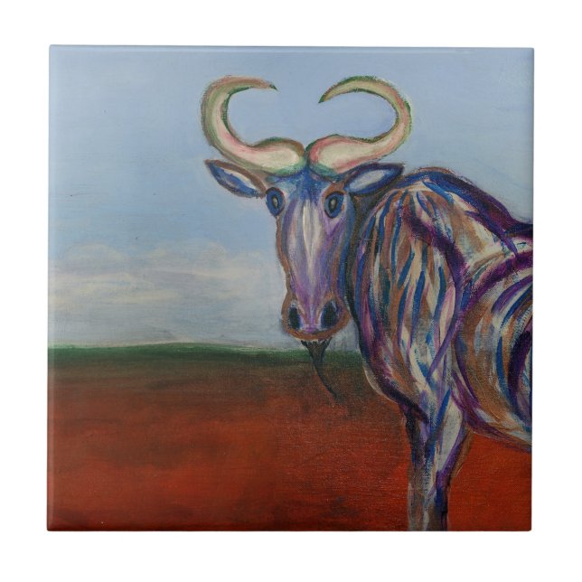 Wildebeest Ceramic Tile (Front)
