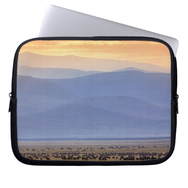 Wildebeest during migration, Connochaetes Laptop Sleeve (Front)