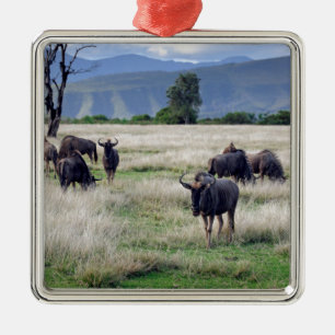 Wildebeest herd metal tree decoration