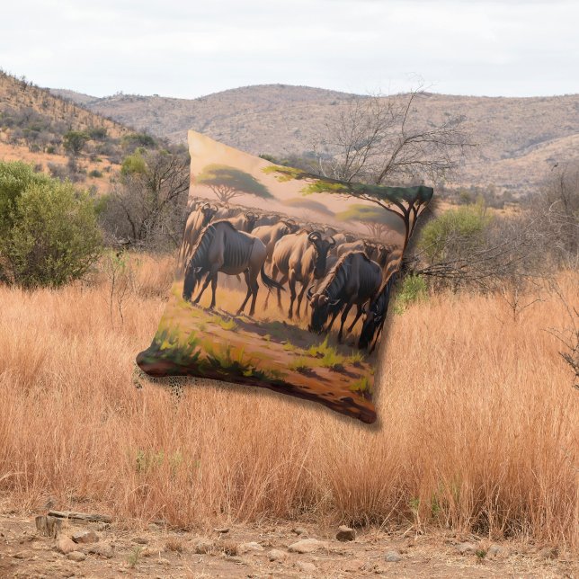 Wildebeest in savannah cushion (Creator Uploaded)