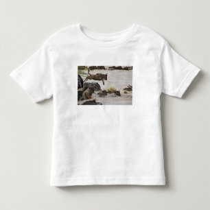 Wildebeest jumping into Mara River Toddler T-Shirt