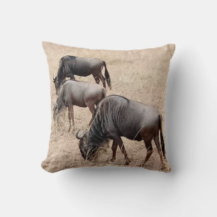 Wildebeest throw pillow