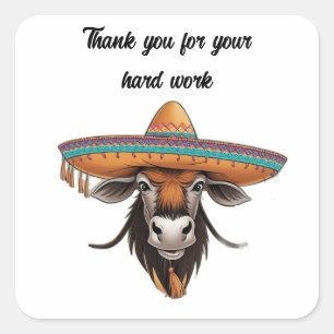 Wildebeest wearing a sombrero square sticker