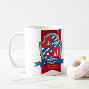 Wilder name meaning letter W dog wolf red blue Coffee Mug