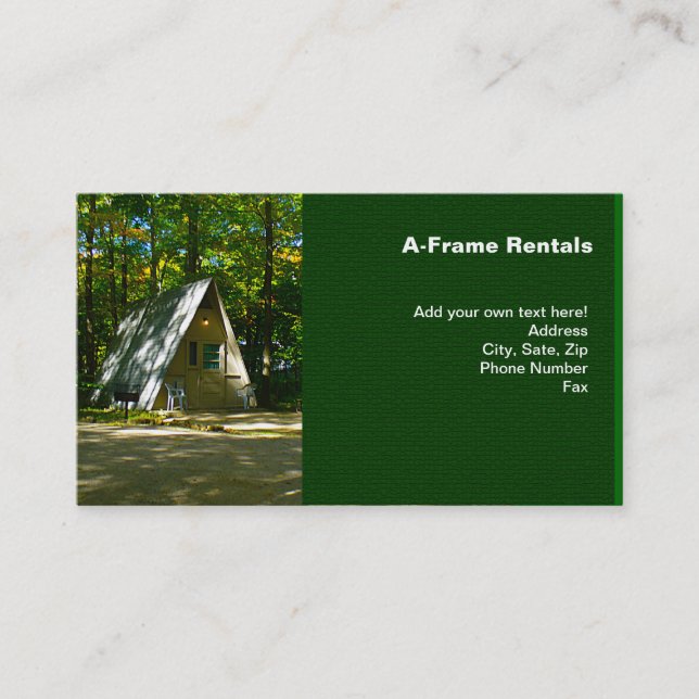 Wilderness A-Frame Camping at Campground Business Card (Front)