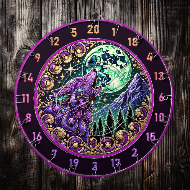 Wilderness Calls: Wolf and Golden Moon Dartboard (Creator Uploaded)
