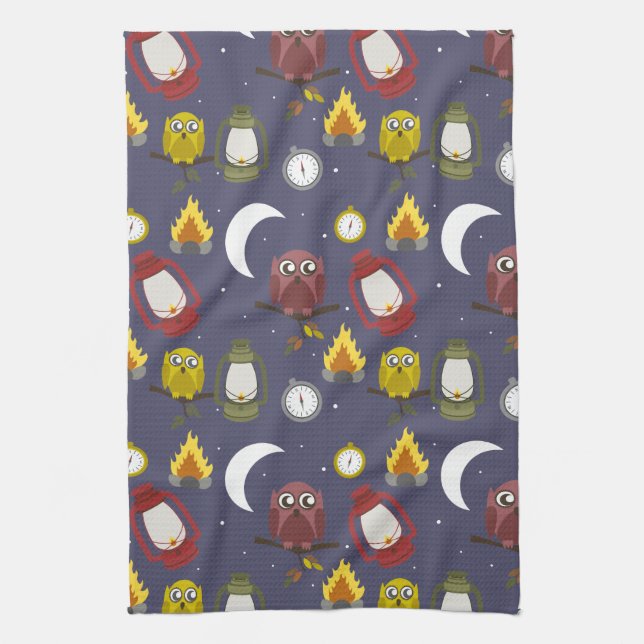 Wilderness Camping Theme Tea Towel (Vertical)