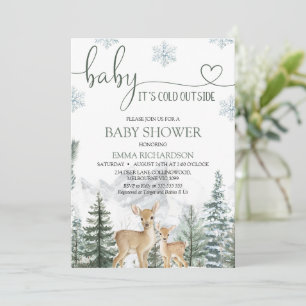Wilderness Deer Baby Its Cold Outside Baby Shower Invitation