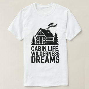 Wilderness Dreams Cosy Log Cabin Silhouette Art T-Shirt