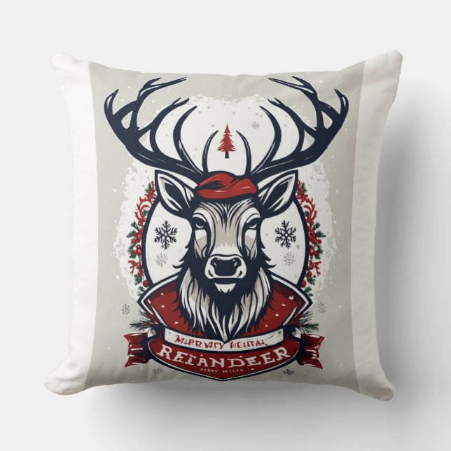 Wilderness Emblem Deer Christmas Pillow (Front)