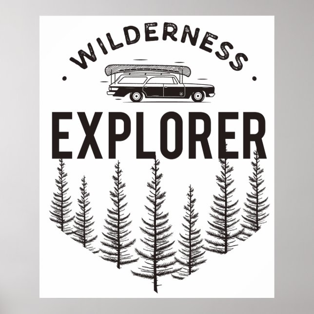 Wilderness Explorer Station Wagon Canoe Trees Poster (Front)