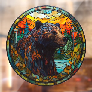 Wilderness Forest Bear Faux Stained Glass
