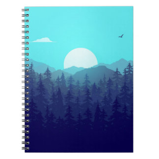 Wilderness Forest Sunrise Vintage Illustration Notebook