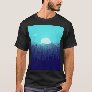 Wilderness Forest Sunrise Vintage Illustration T-Shirt
