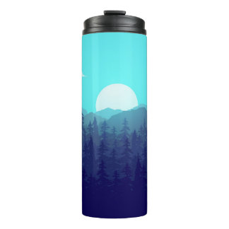 Wilderness Forest Sunrise Vintage Illustration Thermal Tumbler