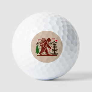 Wilderness Hiking Bear Explorer Art Print Golf Balls
