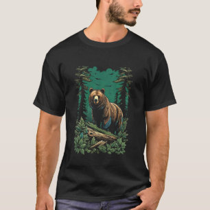 Wilderness-Inspired Majestic Bear Graphic - Forest T-Shirt