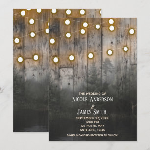 Wilderness Lake Pine Trees Forest Wood & Lights Invitation