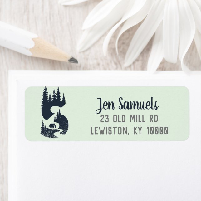 Wilderness Monogram 'S' Return Address Label (Insitu)