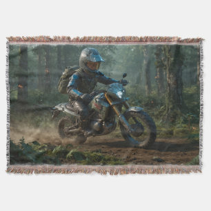 Wilderness Motocross - Dirtbike Racer   Throw Blanket