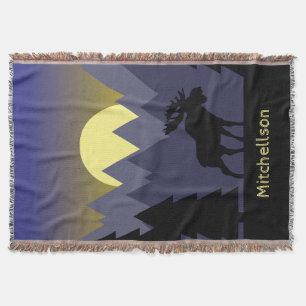 Wilderness Mountains & Sunset With Moose Throw Blanket