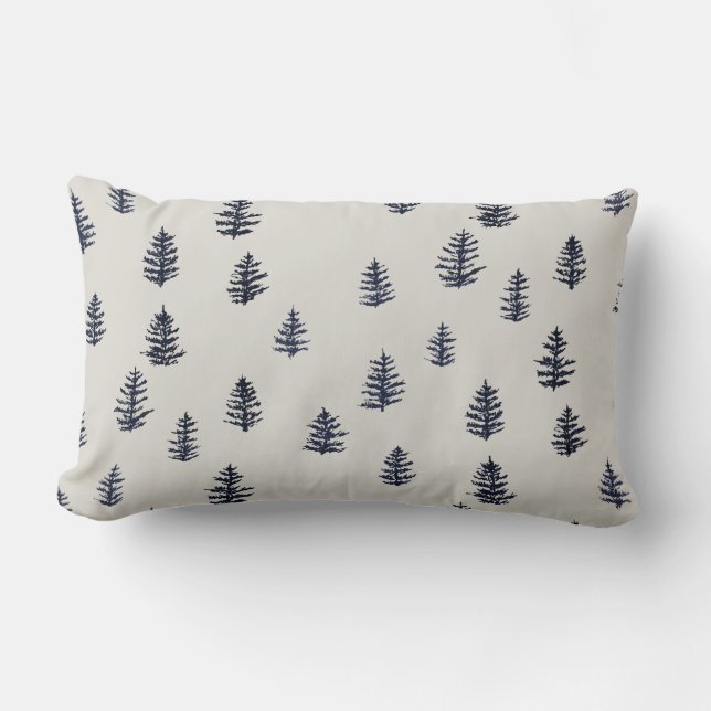 Wilderness Pine Tree Cabin Throw Pillow (Front)