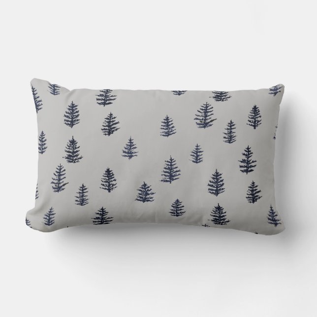 Wilderness Pine Tree Cabin Throw Pillow (Front)