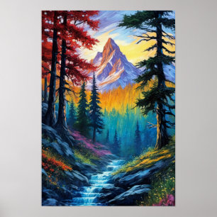 Wilderness Retreat with Cascading Stream Poster