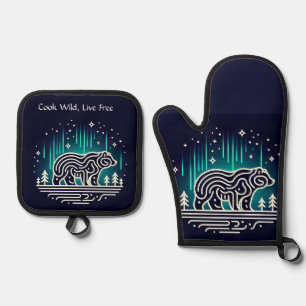 Wilderness Spirit Bear Oven Mitt & Pot Holder Set