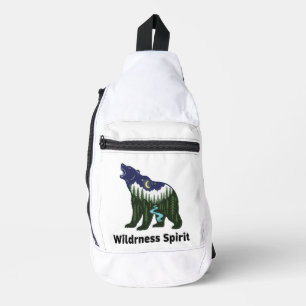 Wilderness Spirit Bear Silhouette Rustic Forest Sling Bag