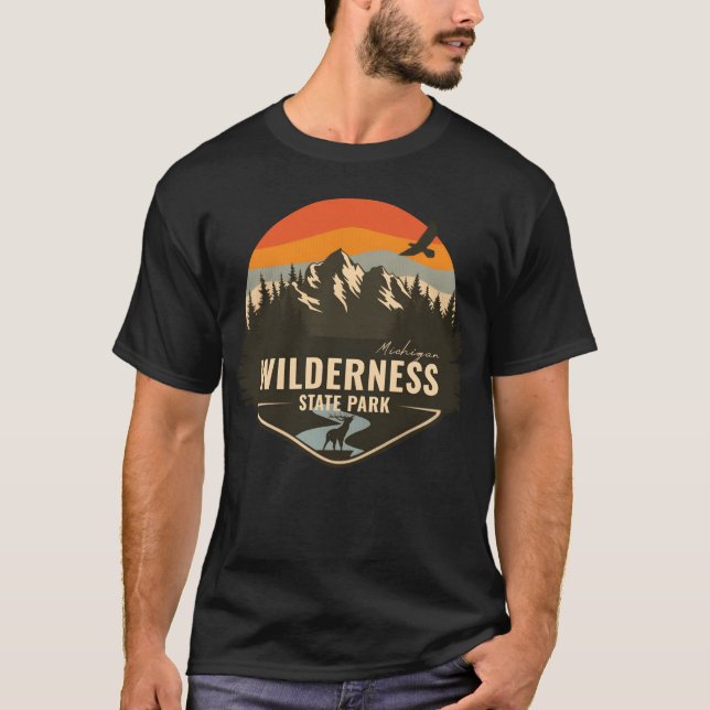 Wilderness State Park Michigan MI Retro Camping gi T-Shirt (Front)