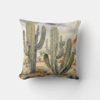 Wilderness Watercolor Cactus Mojave Desert Cushion