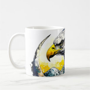 Wilderness Watercolor Forest Moon Eagle Coffee Mug