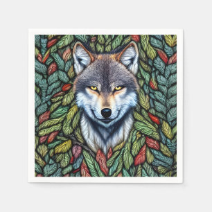 Wilderness Woodland Predator Wolf Napkin