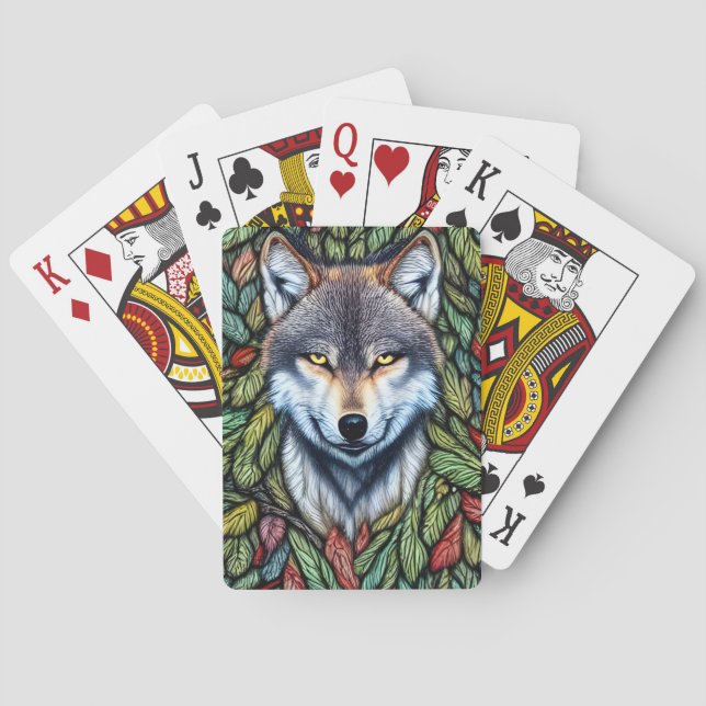 Wilderness Woodland Predator Wolf Playing Cards (Back)