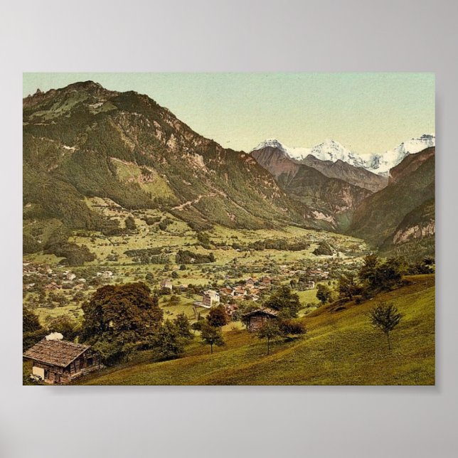Wilderswil village, Schynige Platte, with Mount Ei Poster (Front)