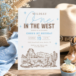 Wildest One Western 1st Birthday Invitation Cowboy
