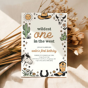 Wildest One Western Cowboy First Birthday Invitation
