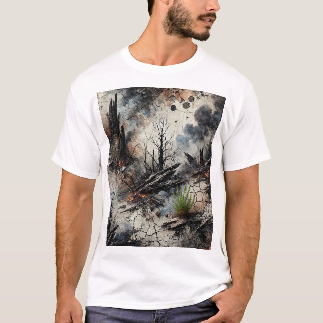 Wildfire Aftermath Abstract Art T-Shirt (Front)