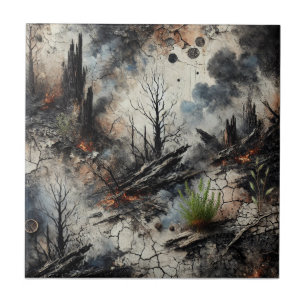 Wildfire Aftermath Artistic Ceramic Tile