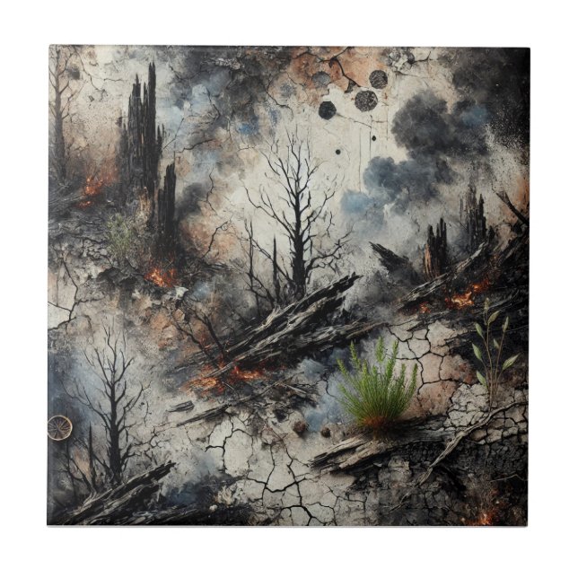 Wildfire Aftermath Artistic Ceramic Tile (Front)